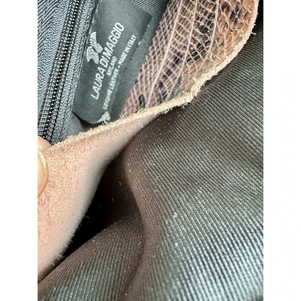Mob Wife Laura Di Maggio Italy Suede Snakeskin‎ Embossed Leather Clutch Bag